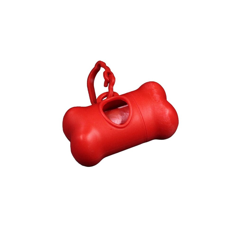 Red Bone Shaped Poop Bag Dispenser with Poop Bags